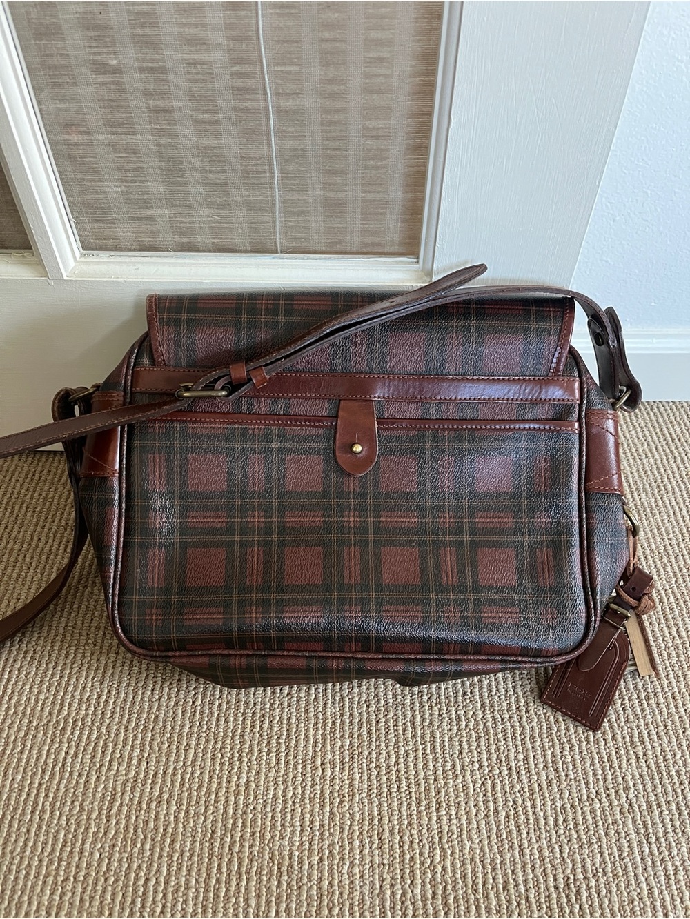 Vintage Ralph Lauren Polo Red Plaid Messenger Bag 80s 90s - Picture 6 of 15